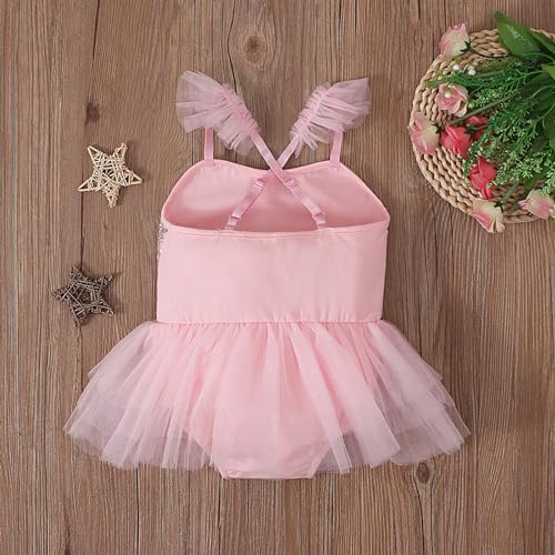 Infant Baby Girls Sequins Ruffle Romper Tutu Dress Summer Fly Sleeves Princess Birthday Party Tulle Dresses3