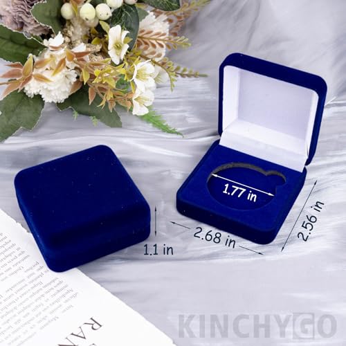 Caja para monedas de medalla terciopelo 2 pack azul compacto miniatura 2