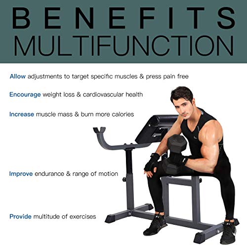 Goplus Preacher Curl Weight Bench Seated Arm Isolated Barbell Dumbbell Biceps Station (Black)