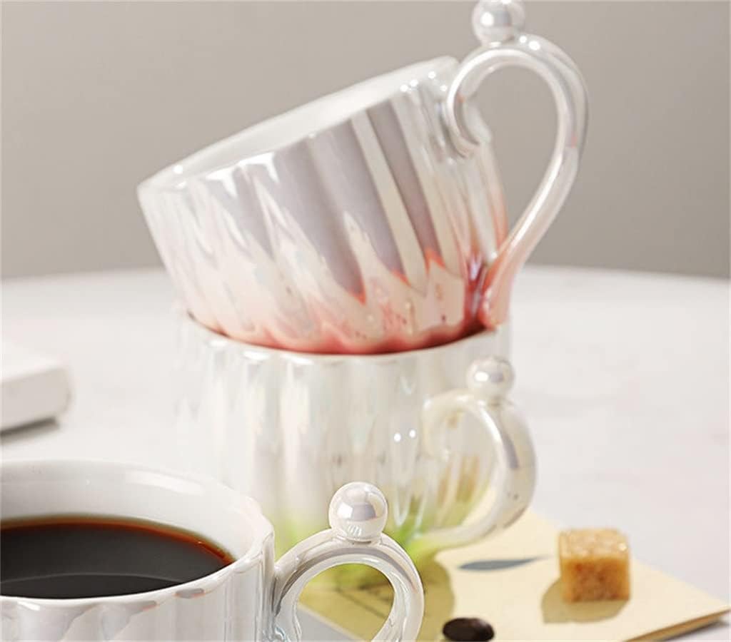 Pearl Ceramic Coffee Cup And Saucer Set Small Exquisite British Afternoon Tea Gift Home Mug(white-Dinosaur Doodle4)