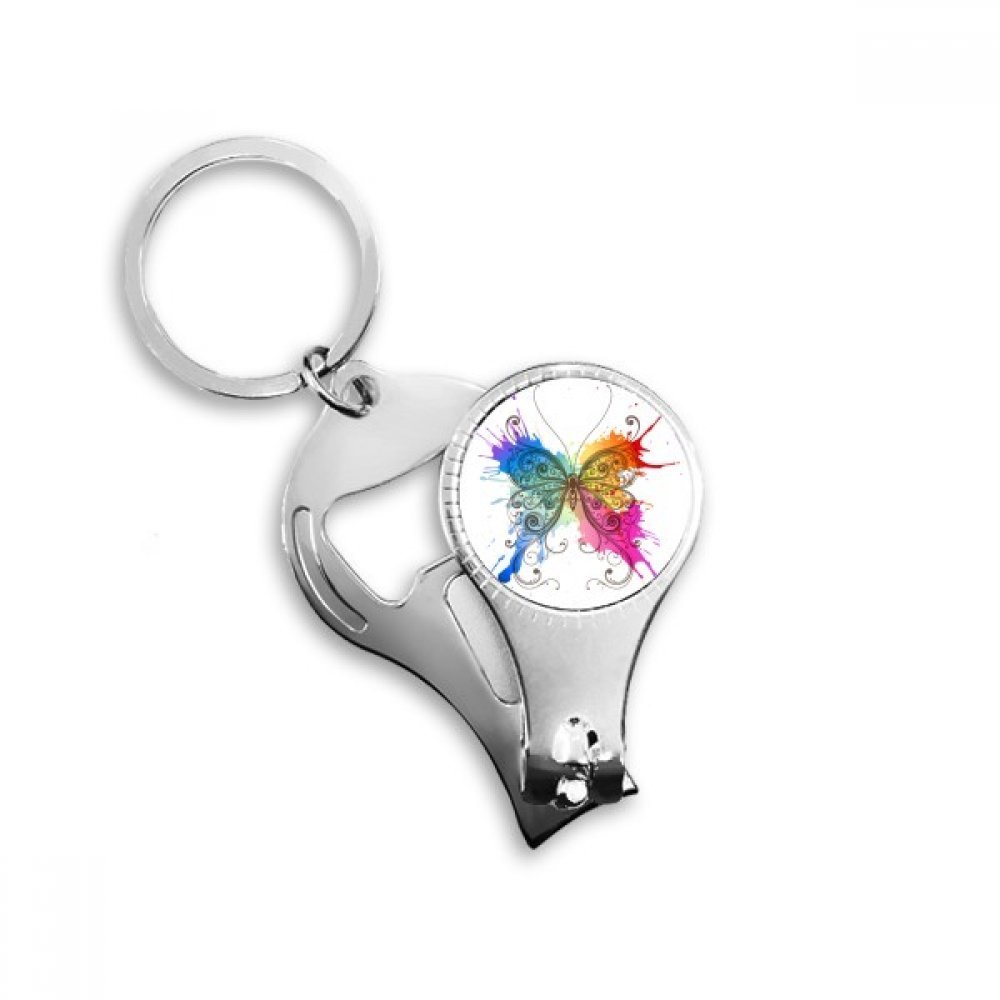 Porte-clés multifonction papillon en métal ouvre-bouteille coupe-ongles pour clé voiture