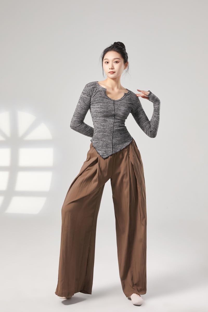 HEARTTOUCH Tanzhose Damen Modern Dance Hosen Weite Beinhose Taille Trainingshose Sporthose Freizeithose Tanzkleidung Dancewear