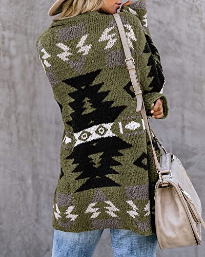 FERBIA Women Boho Cardigan Aztec Open Front Loose Slouchy Sweaters Tribal Long Sleeve Knitted Christmas Jacket Coat4
