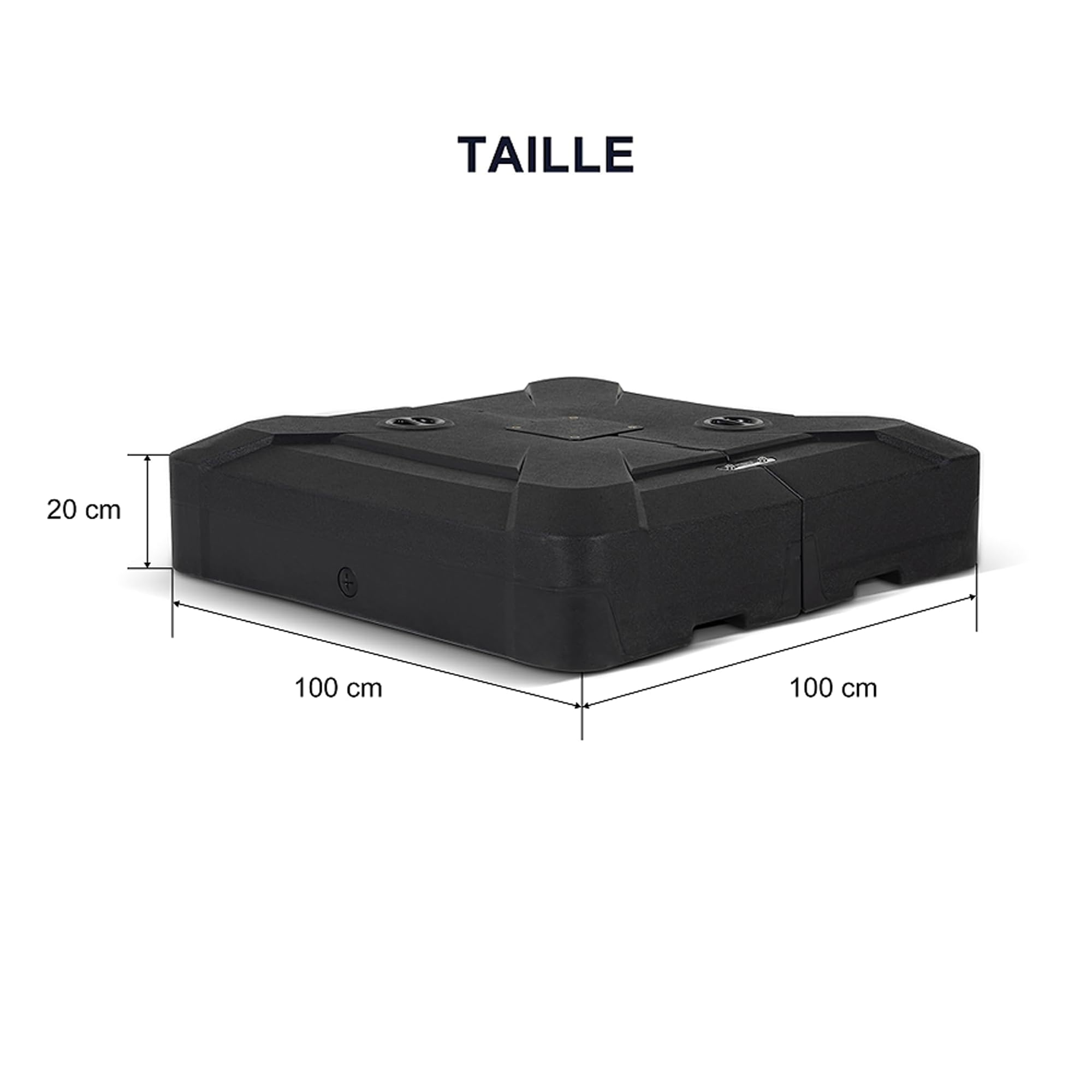 PURPLE LEAF BS150 Pieds de Parasol pour Parasol Déporté, 100 x 100 x 20 cm, Base Robuste et Durable, peut être Rempli D'eau ou de Sable, Jusqu'à, 150 KG