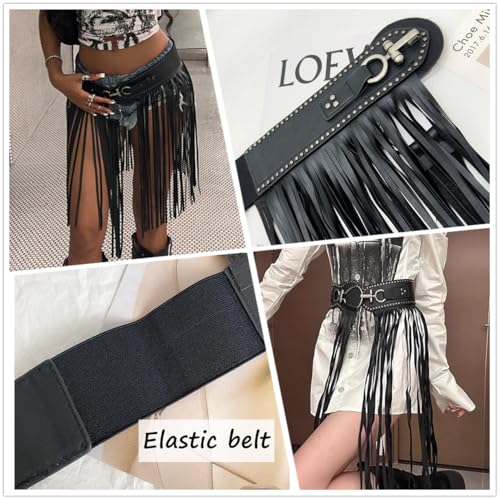 Viking Armor Skirt Belt with Tassel Medieval Roman Fringe Faux Leather Waist Belt for Punk Cosplay Dance Party2