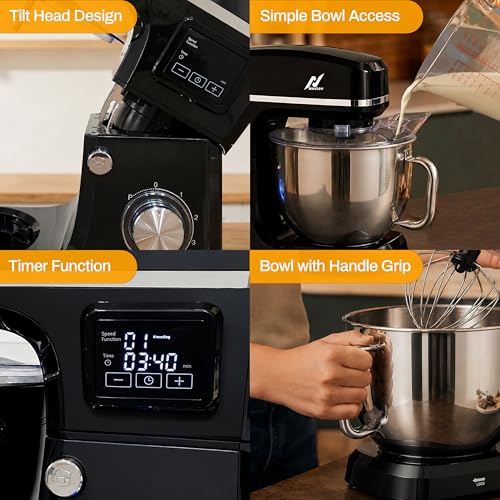 Image of NexLev Stand Mixer | 2000W Copper Motor Dough Maker Machine with Digital Timer, 8L Stainless Steel Bowl, 6 Speed + Pulse Control, Metal Gears, Planetary Rotation, Teflon Coated, ST-03