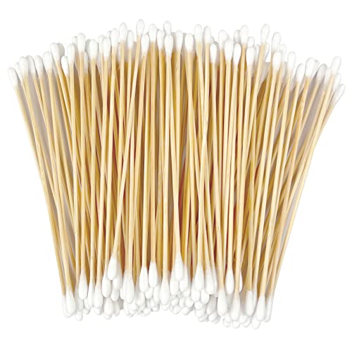 Eyxformula 200 Pcs 6 Inch Long Cotton Swabs with Double Round Tips, Sturdy Bamboo Sticks, Soft & Absorbent Cotton Tipped Applicators for Cleaning Dog Ear, Gun and Hard-to-reach Areas, Makeup