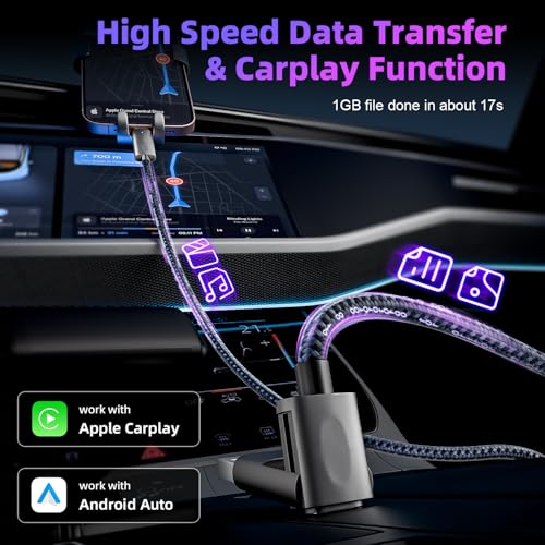Image of USB A /C 240w Fast Charging Cable, 4 in 1 USB C Multi Charging Cable | USB Cable to USB C /Lightning Cable, Braided USBC Cable, Charger Cord Type C for iPhone 17 /16 /15,Galaxy Series and More