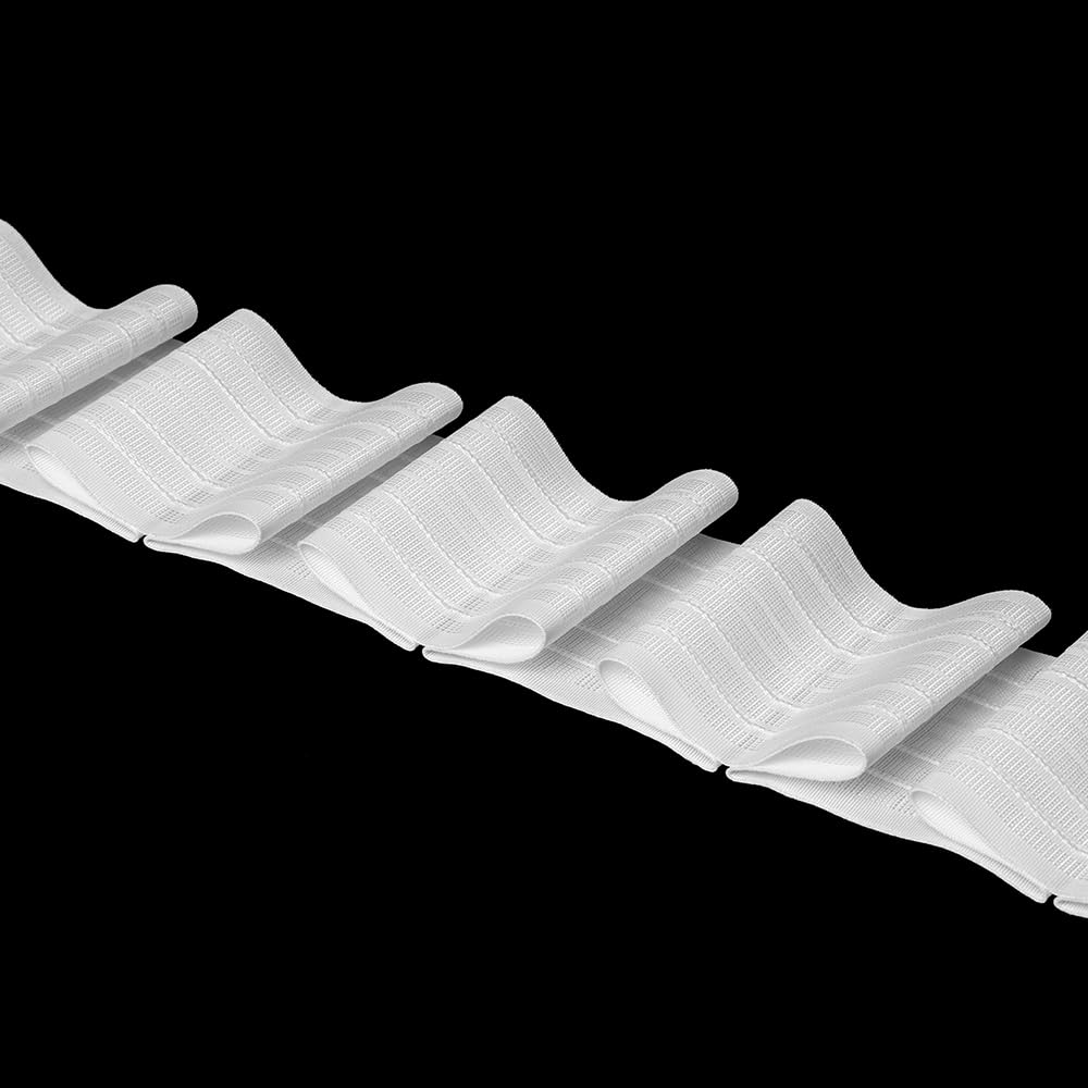 Oz-Is Dar Tekstil Gardinenband 50 Meter Flachfalten 80 mm, Multitaschenband 1:3.0, 100% Polyester, Weiß Faltenband zum Annähen für Vorhänge und Gardinen 4385P