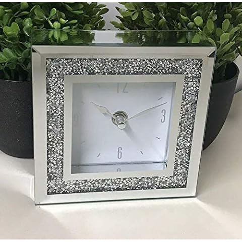 SQUARE CRUSHED JEWEL GLASS MANTLE CLOCK Cover