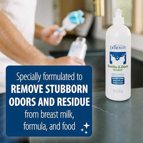 Image of Dr. Brown's Bottle & Dish Soap for Baby Bottles and Baby Accessories, Plant-Derived, Fragrance-Free, 16 fl oz, 2 Pack