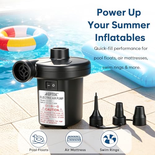 AGPTEK Electric Air Pump with 3 Nozzles
