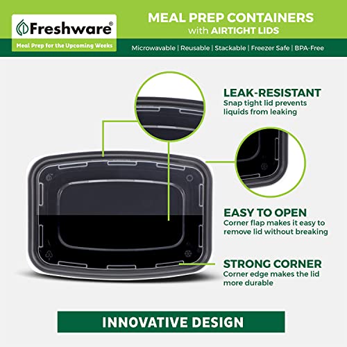 Image of Freshware Meal Prep Containers [50 Pack] 1 Compartment Food Storage Containers with Lids, Bento Box, BPA Free, Stackable, Microwave /Dishwasher /Freezer Safe (16 oz)
