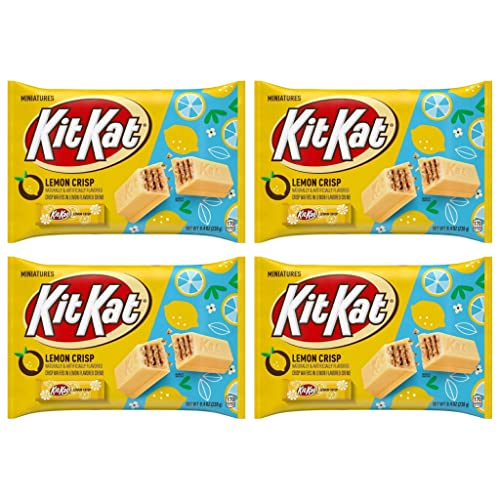Kit Kat Lemon Crisp Miniatures Limited Edition Candy - Pack of 4 Bags - 8.4 oz Per Bag - 33.6 oz Total of Bulk Individually Wrapped Lemon Crisp KitKats - Crisp Wafers in Lemon Flavored White Creme