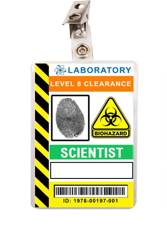 Mad Scientist Clip-on ID Pass Badge, Halloween Fancy Dress Accessory