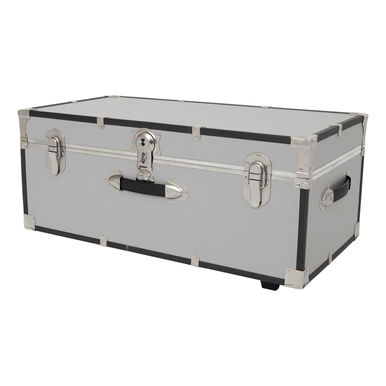Art Nouveau Allure Seward Explorer 30" Trunk with Wheels & Lock, Gray - 16" L X 30" W X 12.5" H, Engineered Wood Construction, Durable Recessed Wheels