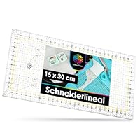 OfficeTree Patchwork Lineal 15cm x 30cm - Schneidelineal 30cm - Quiltlineale - Patchworklineal für Rollschneider - Schneiderlineal - Nählineal - Stofflineal - Nähzubehör Lineal - Quilting Ruler