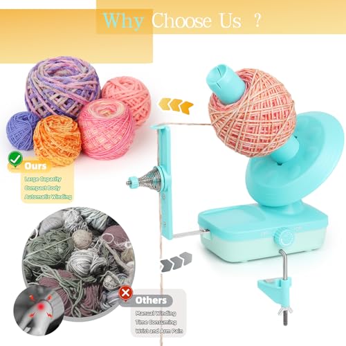 Image of Electric Yarn Winder,Yarn Ball Winder,Large Automatic Yarn Winder for Crocheting,Yarn Spinner for Crochet Lovers(Light Green)