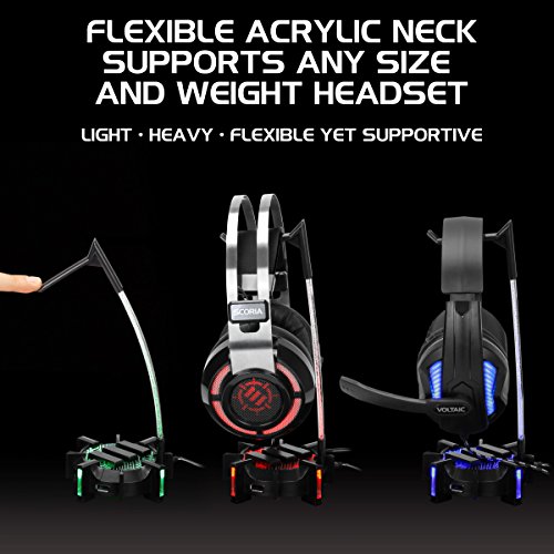 ENHANCE Headphone Stand for Gaming Headset with 4 Port USB Hub, Customizable LED Lighting, Flexible Acrylic Neck - Universal Headset Hanger for Headphones with Weighted Base, Desktop Accessories - Image 4