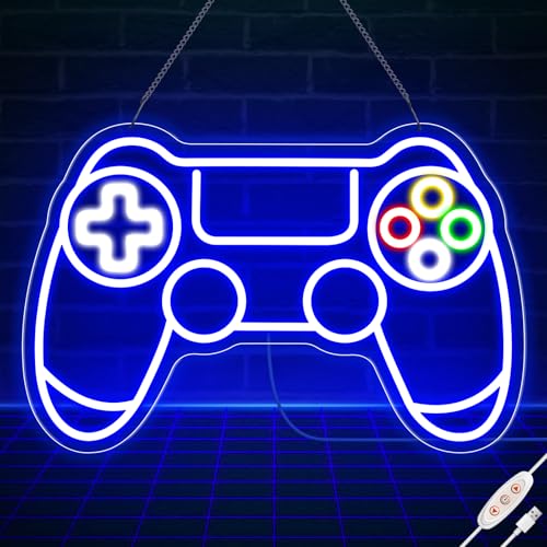 Image of Gamer Neon Sign, Gamepad Shaped LED Neon Sign for Gamer Room Decor, Gaming Neon Light Sign for Teen Bedroom Decor, Gamer Gifts for Boys, Teen, Men, Kids