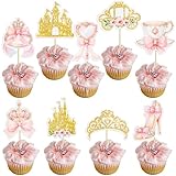 Ephlyn 36Pcs Princess Cupcake Toppers Elegant Princess Party Cake Decorations Perfect for Princess Birthday Baby Shower Fairy Tale Theme Party Supplies