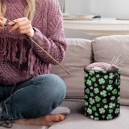 Image of Sellikakes St. Patrick's Day Lucky Leaf Crochet Bag Knitting Bag Yarn Storage Organizer Chrochet Mini Yarn Holder Storing Crochet Accessories