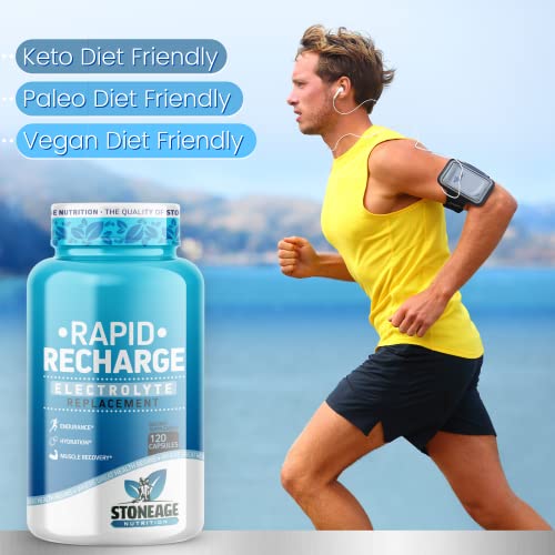 Stoneage Nutrition Electrolyte Pills - 120 Capsules - Support For Pots Syndrome, Salt Tablets - Keto Electrolytes Supplements, Rapid Hydration, Endurance, Dehydration Recovery - Gmo & Gluten Free #TOP2
