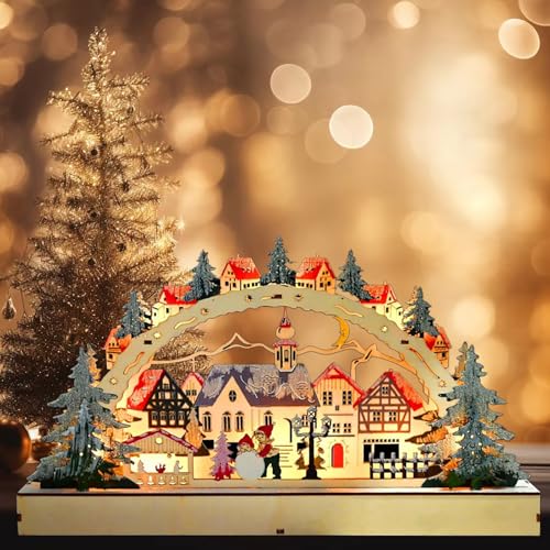 AIDODIA Weihnachtsdorf Mit Beleuchtung Und Timer, Schwibbogen...