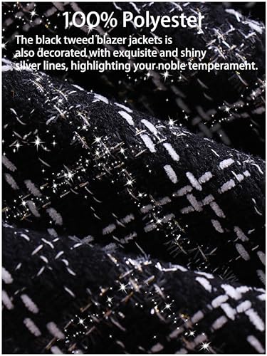 Angashion Womens Tweed Blazer Jackets: Fashion Casual Open Front Elegant Houndstooth Plaid Jacket Coat with Pockets2