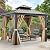 YITAHOME 10x10ft Gazebo Hardtop Double Roof Canopy w/Netting and Curtains, Outdoor Gazebo 2-Tier Hardtop Galvanized Aluminum Frame Garden Tent for Patio, Backyard, Deck and Lawns, Brown