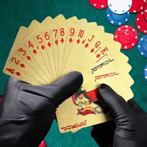 NOPKESV 1 Kartenspiele Poker Plastik Wasserdicht Neuheit 54 Kartenspiel Spielkarten Servd Cards Gold Totem-Drachen – Bild 7