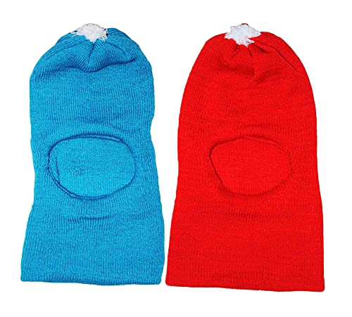 Image of Okara Kids Comfort Colourful Winter Woollen Monkey Cap Pack of 2 (Red,Pink, 1-2 Years)