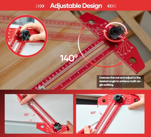 Saker Aluminum Alloy Sliding T-Square, Precision Angle Adjustment Scriber Marking Line Drawing Aid, Adjustable 5 Saker Aluminum Alloy Sliding T-Square, Precision Angle Adjustment Scriber Marking Line Drawing Aid, Adjustable - Image 5