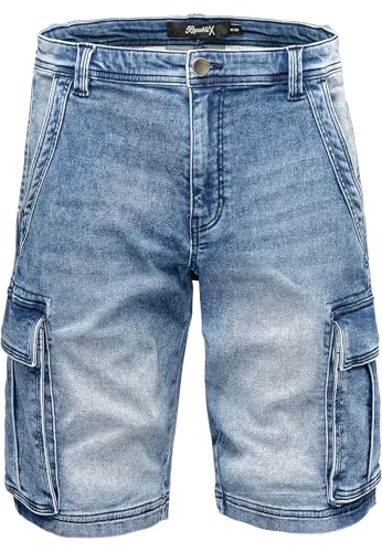 REPUBLIX Herren Cargoshorts Männer Kurze Bermuda Jeans Hose Regular Fit R7040 Hellblau W32