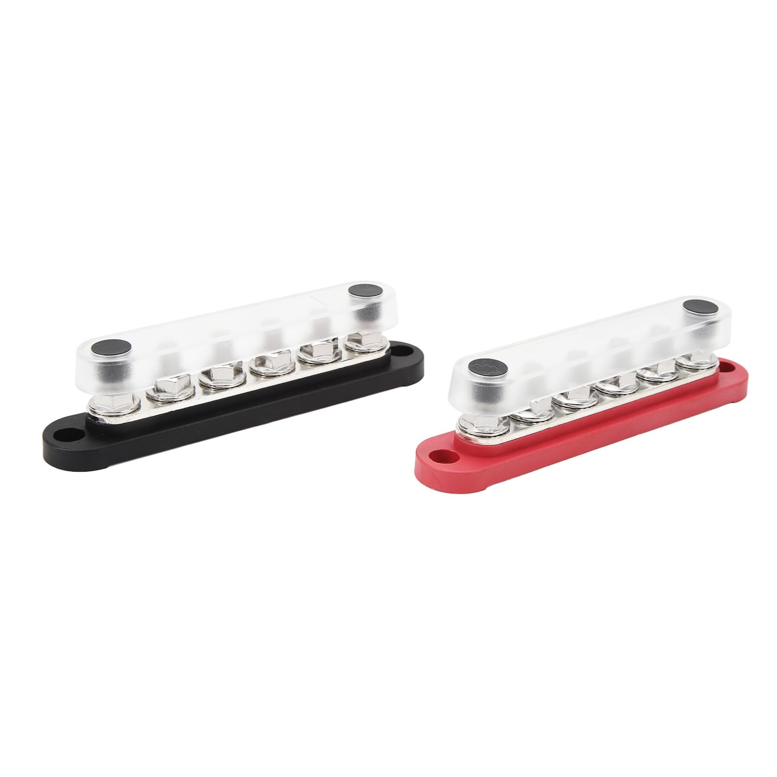 2 Stks 150A 12 V Naar 48 V Batterij Bus Bar, M8 6 Kanaals Stroomverdeling Blok Busbar Terminal Blok met Cover voor Voertuig Zonnestelsels