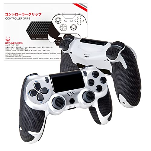 HOTLINEGAMES 2.0 Plus Controller Grip Compatible with PS4 DualShock 4 Controllers Grips Tape, Textured Soft Skin Kit, Pre-Cut, Easy to Apply, Sweat-Absorbent (for Handle Grips+Buttons+Triggers)