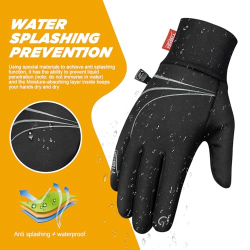 TANSTC Fahrradhandschuhe Herren Winterhandschuhe Winter Warme Handschuhe Elastisch Touchscreen Thermohandschuhe Winddichte rutschfest Skihandschuhe Damen Atmungsaktiv Sporthandschuhe, S