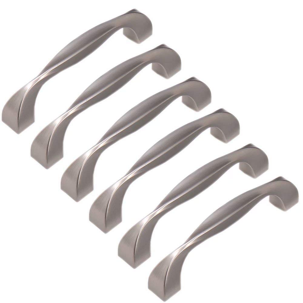 FBSHOP(TM) 6pcs Silver Handle Knob for Kitchen Cupboards - Door Handles Kitchen Cabinet Hardware Drawer Pull Handles Furniture Handle 96/128/160/192mm Hole Centers
