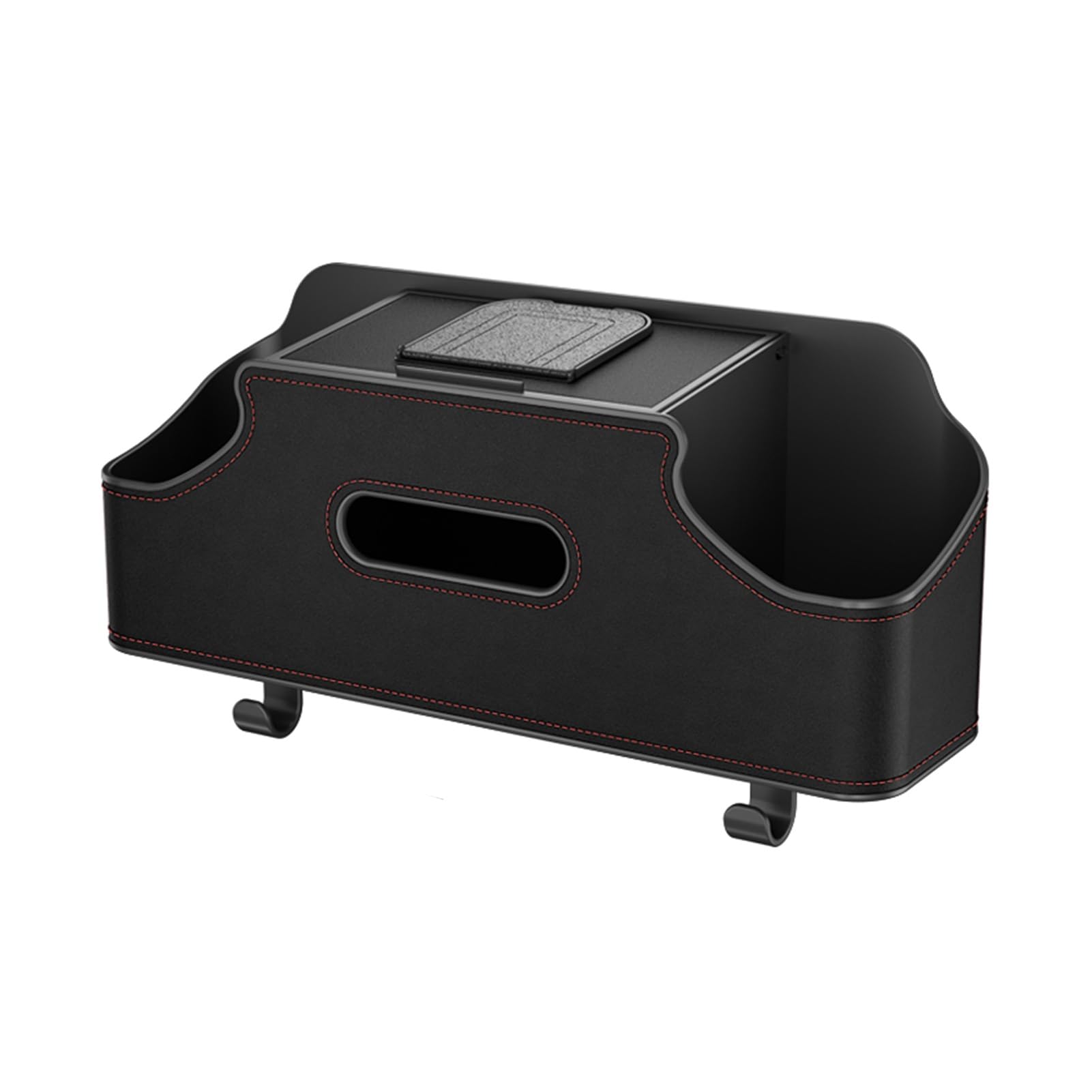 Getränkehalter for Autositztablett, Autositztablett for Lebensmittel, Kopfstützentablett for den Rücksitz, Autotisch mit Telefonhalter(Black)
