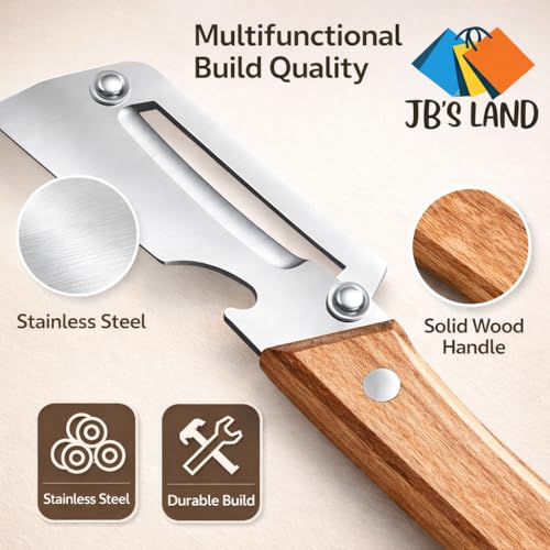 Image of 2 in 1 Vegetable Peeler Stainless Steel with Wooden Handle & Bottle Opener | Sharp Potato Peeler for Fruits & Vegetables | Multipurpose Kitchen Peeler Tool Heavy Duty