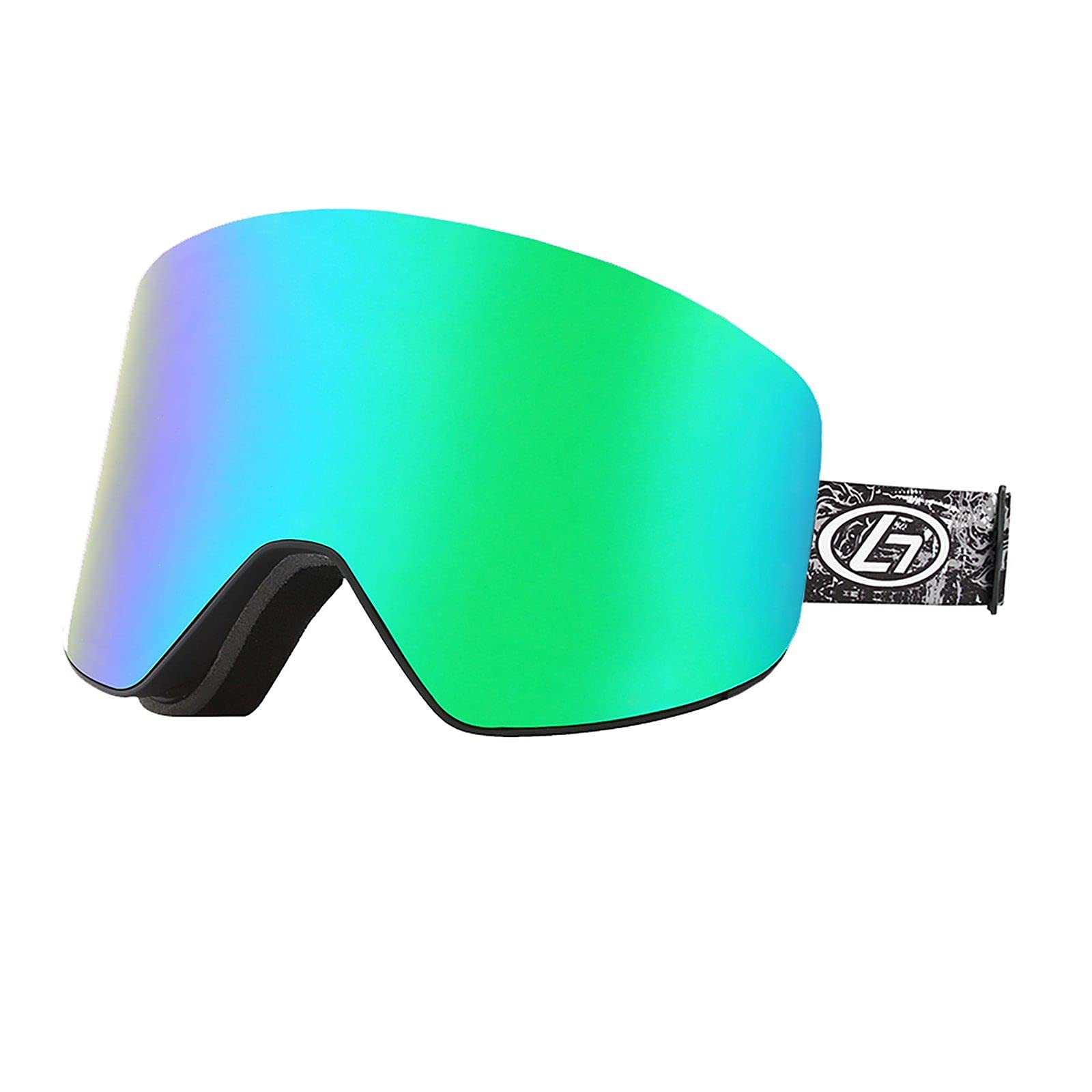 OBAOLAY maschera da sci, maschera da snowboard protezione UV maschera da neve anti-vertigini anti-appannamento verde