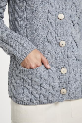 Image of Ladies Buttoned Cabled Cardigan-L