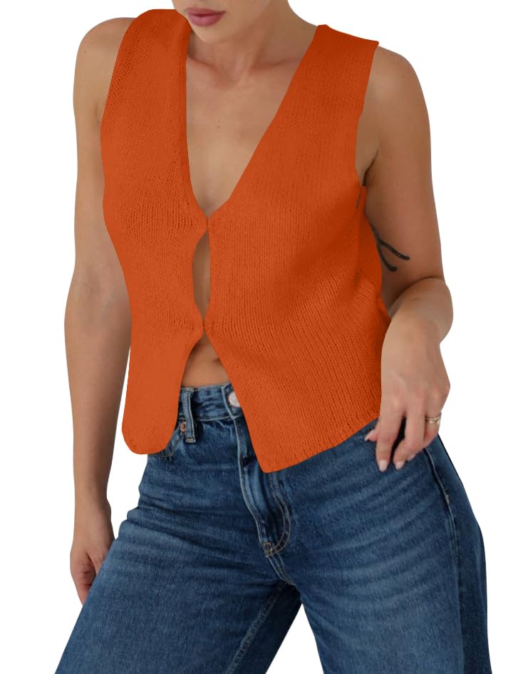 BZB Sweater Vest Women 2025 Summer Basic Tank Tops Crochet Knit Vests Sexy Sweater Sleeveless Vest Top