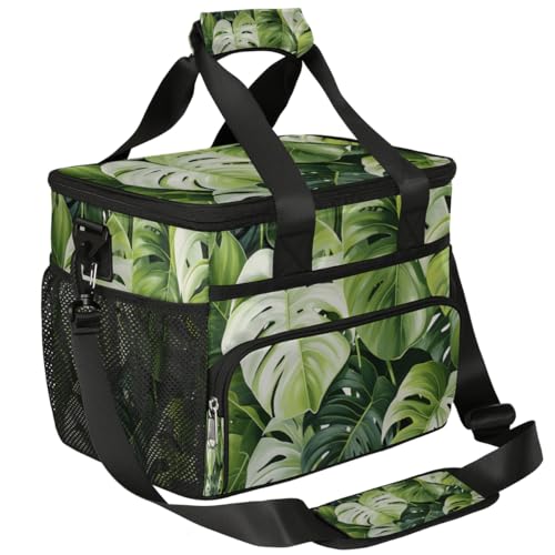 Tropical Leaves Insulated Picnic Backpack Lunch Box for Women Men Picnic Basket Tote Lunch Bag Picnic Bag Portable Lunch Bags for Picnic, Beach, Work, Trip,Office, Camp Tropic Palm Leaves