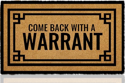 ReyloCG Come Back with a Warrant Faux Coir Felt Front Door Mats for Outdoor Entrance Rubber Mat with Rubber Backing 23.6 x 15.7 Size Front Door Mats Outdoor Entrance Outside Funny