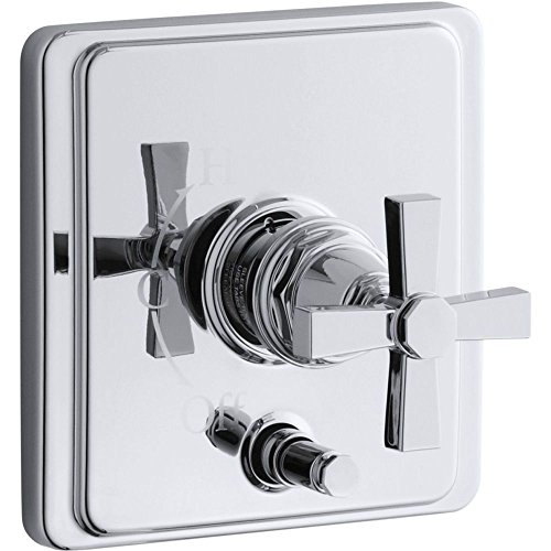 Kohler K-T98757-3A-Bn Pinstripe Rite-Temp Pressure-Balancing Valve Trim Con Derivador y Manija Cruzada Sencilla, Válvula No Incluida Níquel Cepillado Vibrante miniatura 1