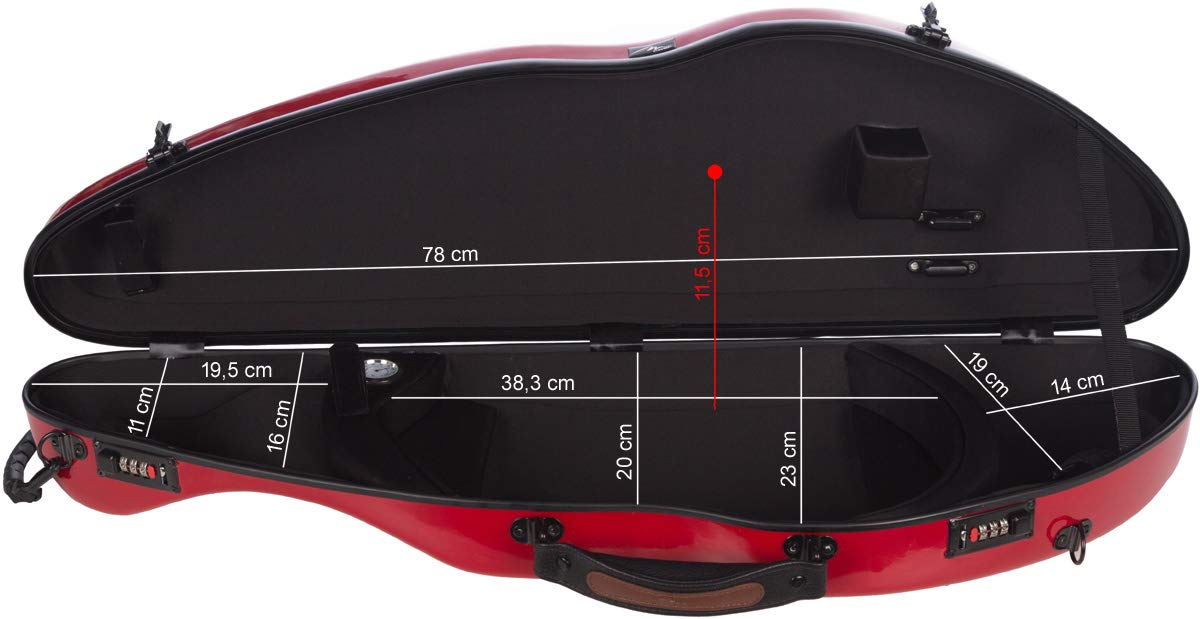 Futerał skrzypcowy Fiberglass 4/4 Safe Flight bordowy M-case + torba na nuty