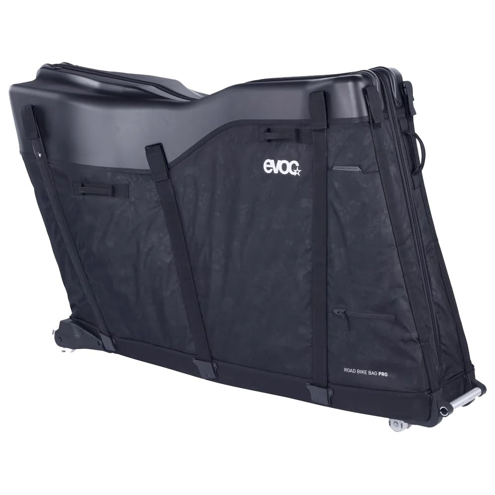 EVOC ROAD BIKE BAG PRO Walizka rowerowa (składana torba transportowa na rowery szosowe i triathlonowe, bez kokpitu i siodełka, CLIP-ON WHEEL 3.0, maks. rozstaw osi 112 cm, z BIKE STAND PRO)