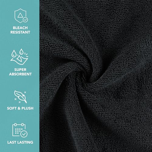 Image of Arkwright Bleach Resistant Salon Towels Bulk - Microfiber Hair Towels, Soft, Absorbent, Quick Dry, Lint Free Spa & Barber Towels for Stylist, Nail Salon & Esthetician, 16 x 27, Black (Case of 144)
