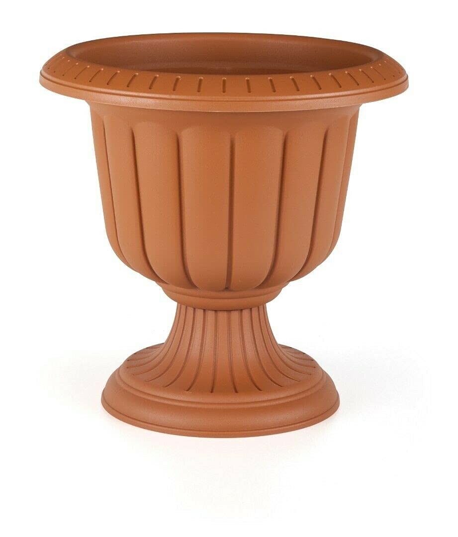 Tamersgifts Plastic Round Garden Urn Plant Pot Planter Outdoor Garden Stand Round -3 colours (Terracotta, Small)